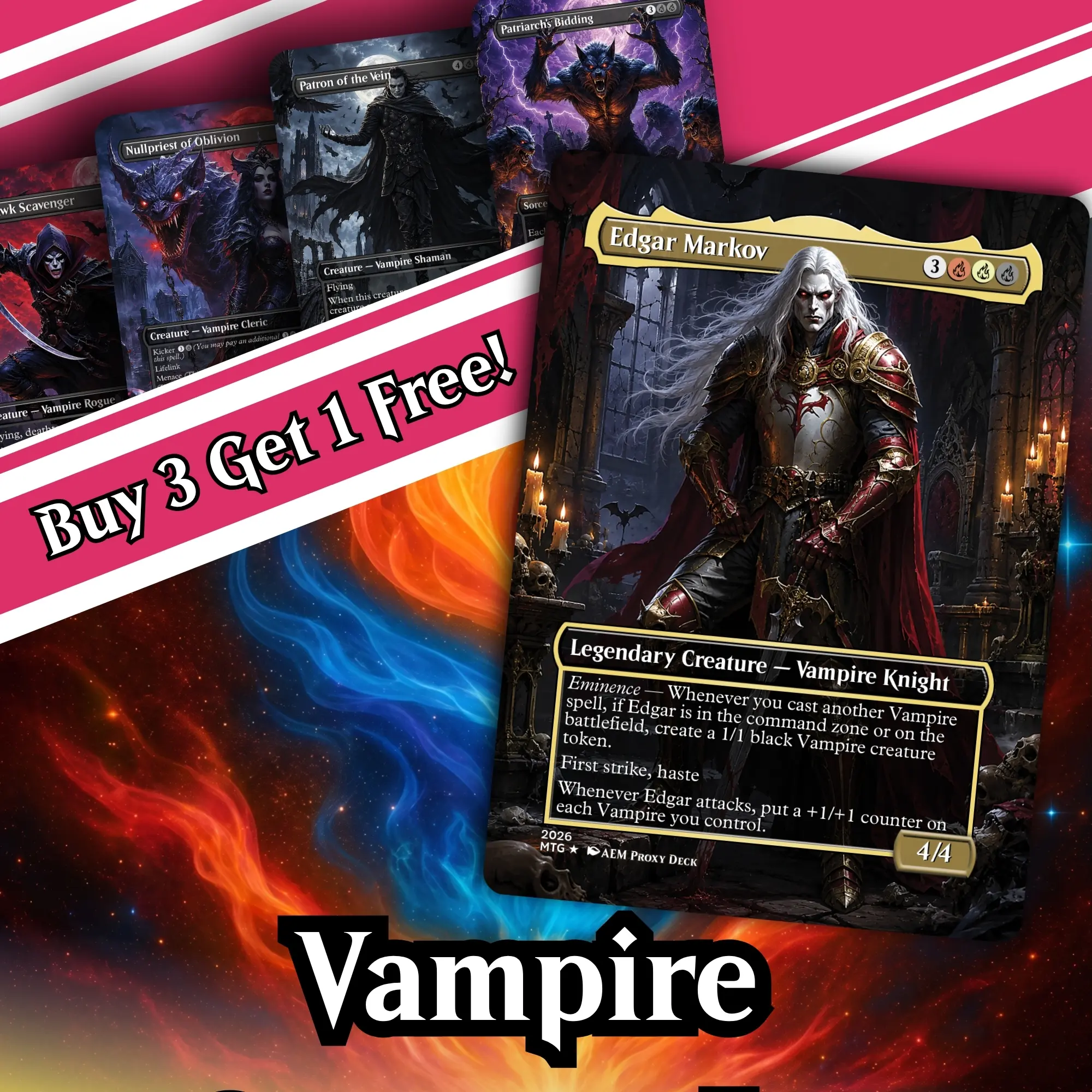Edgar Markov Vampire Proxy Commander Deck – 116+ Cards & Tokens | Mardu Vampire Tribal EDH Deck