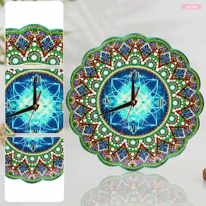DIY Special Shape Rhinestone Light Wall Clock Cross Stitch Crystal Art Craft Set with Box, Home Decoration, Ideal Gift for Needlework Enthusiasts