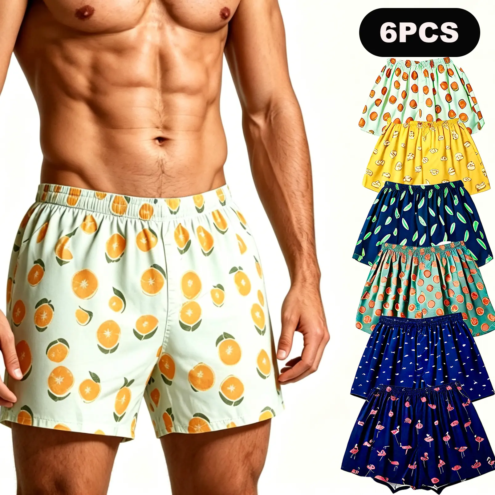 Women's 6-Pack Boyshorts Underwear, Loose Blended Cotton Retro Look Paisley Print with Mid Waist and Seamless Legs, Boxer, Elastic, Style, Bottoms, Matching, Fabric, Boxers, Graphic, Junior Fit, Boxer Style Underwear, Deformation Resistant