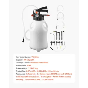 VEVOR Transmission Fluid Pump, 8 L Pneumatic Oil Fluid Extractor, ATF Refill Dispenser Transfer Pump with 15 ATF Adapters, Oil Extractor Dispenser with HDPE Tank for Cars, Boats, Lawn Mowers
