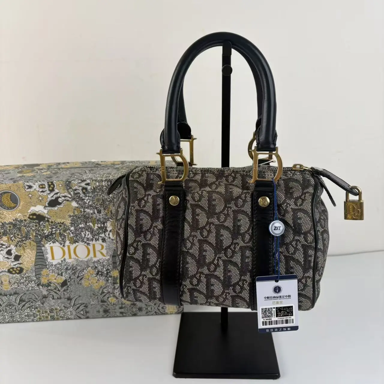 Pre-owned Dior Christian Trotter Monogram Mini Boston Bag