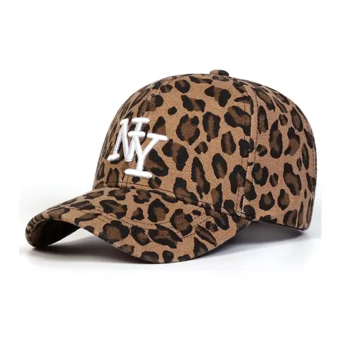 Women's Leopard Print Letter Embroidered Baseball Hat, Embroidery Trendy Hat, Casual Trendy Hat, Adjustable Design, Breathable Lightweight, UV Protection, Fashionable All-Season Cap, Adjustable Snapback