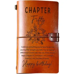 50th Birthday Gifts for Women, 140 Page Refillable Leather Journal, 50 Year Old Birthday Gift for Mom Daughter Wife Sisters Friends Aunt Sister In Law
