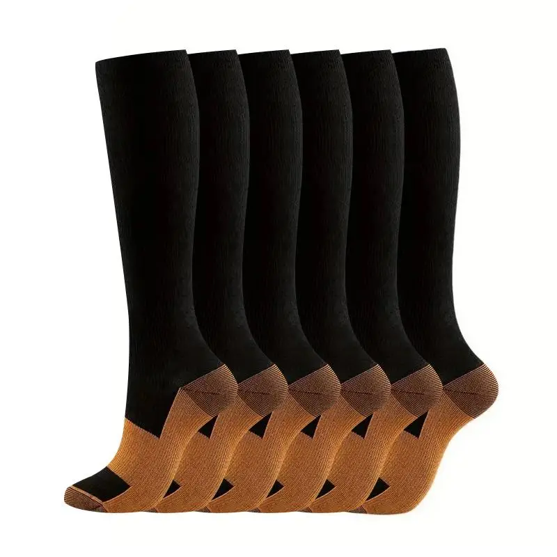 Unisex Compression Stocking, 6 Counts/set Elastic Sports Sock for Running Soccer Basketball, Sports Accessories, Boyfriend Gift, Christmas Gift