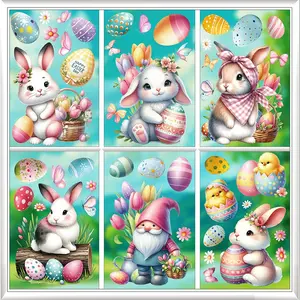 72 Pcs Easter Bunny Rabbit Cartoon Static Window Stickers, Universal Animal Decor Decoration for Shops and Homes, Fun Decorative Glass Clings
