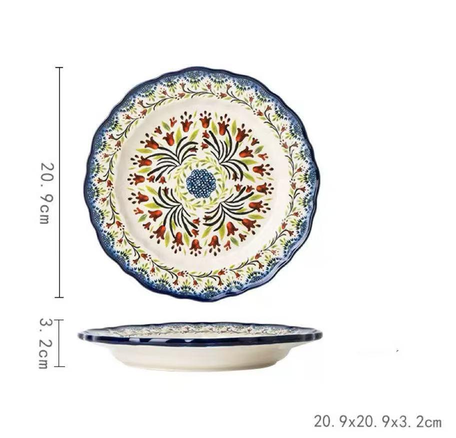 8-Inch Polish-Style Retro Ceramic Plate | Multi-Functional Home Plate | Suitable for Breakfast, Dinner & Desserts