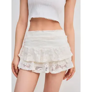 Cider [size 0-26] Lace Mid Rise Layered Mini Skirt