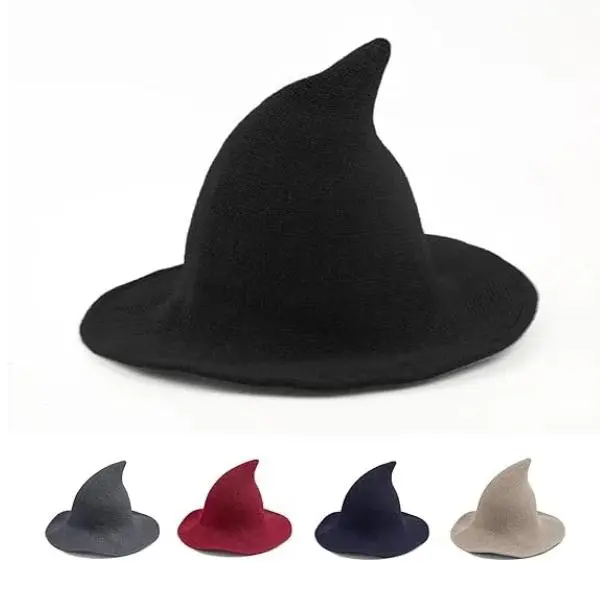 FEITAI Women's Halloween Wool Witch Hat—suitable for casual gatherings, parties, costume styling, dance outfits, and accessory pairing.