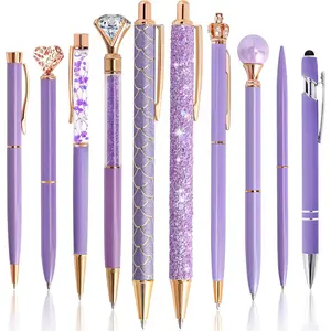 10 count Ballpoint Pens Set Party Favors for  Purple Gifts Purple Pens for Women Girls Office Supplies School Supplies Black Ink Metal   Pens