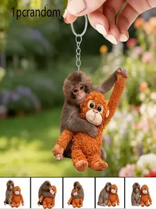 Acrylic Monkey Keychain, Cute Hugging Monkey Pendant, Car Rearview Mirror Holder, Animal Lover Gift, Ape Toy Keychain