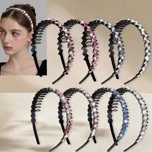 Pack of 8 Non-Slip Hair Band Hair Accessories for Women,Crystal Teeth Comb Headbands, Rhinestone Comb Headbands,Flower,Headband,Great for Birthday Gifts,Party, Christmas Gifts, Thanksgiving Gifts