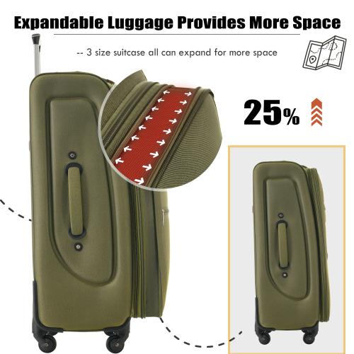 Softside Luggage Expandable 3 Piece Set Suitcase Upright Spinner Softshell Lightweight Luggage Travel Set-22/26/30 inches
