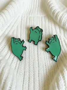 3-Pack Frog Design Brooches, Unique Animal Bead Accessories, Perfect Gift for Frog Lovers & Nature Enthusiasts, Fashionable Fun Lapel Pins Clip, Durable Metal Pins