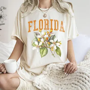 Florida State Flower Comfort Colors Tshirt, Women's Crew Neck, Crewneck