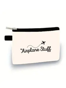 My Airplane Stuff Zip Pouch with Airplane Print Travel Theme Storage Small Bag for Airlines and Travel Enthusiasts, Practical Gift for Flight Lovers and Flight Attendants