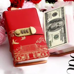 Large capacity 100-page 3-ring binder cash and photo storage book with password lock-heavy plastic cover, binding system suitable for money, stamps and photo albums-office use, financial record notebook