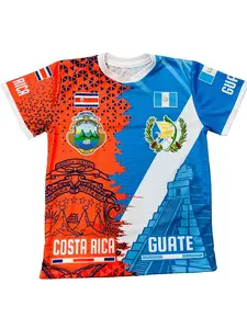 Guatemala Costa Rica Unisex Football Jersey, Comfortable Soft Material, Casual Fitted Short Sleeve Top, All over Print Design
