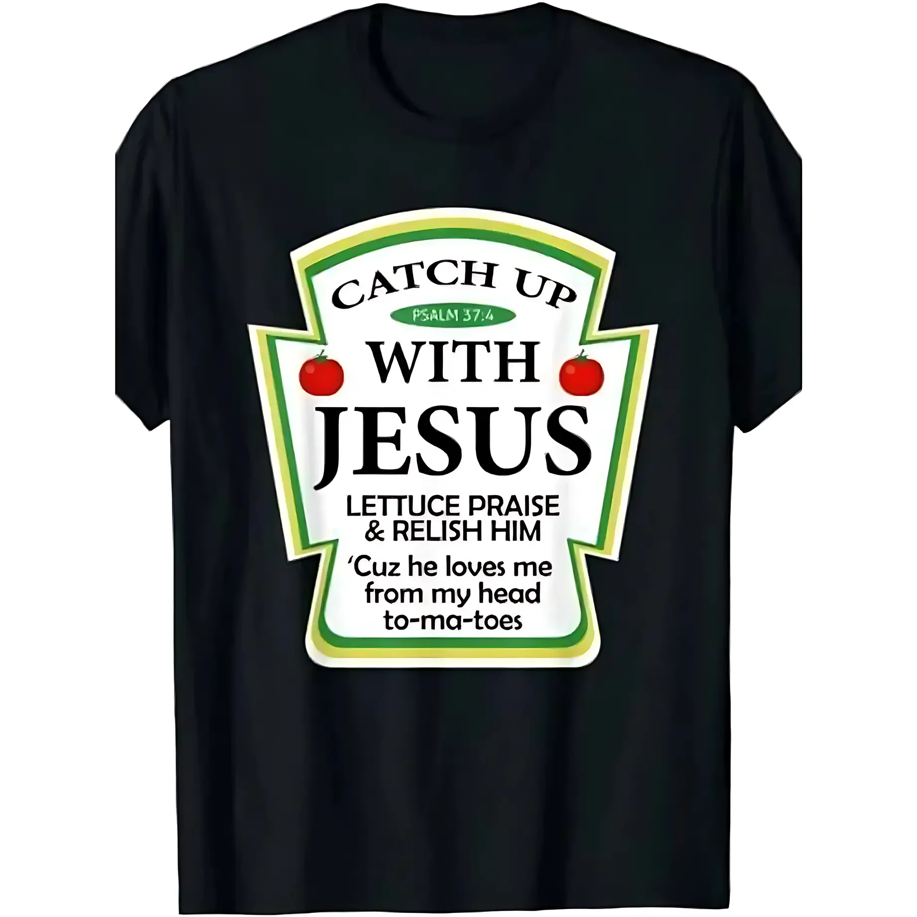 100% Cotton [] Graphic Tees Catch Jesus" Ketchup Fun Christian Gift Creative T-Shirt Golf Gift T-Shirt For Men And Women