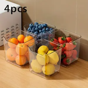 4pcs Side Door Refrigerator Storage Box, Food Organizer for Vegetables Fruits, Ginger Garlic Storage Container, Kitchen Essentials