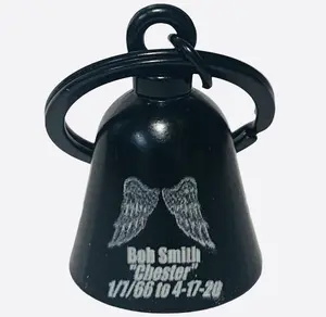 Custom Text Angel Wings Memorial Biker Bell. Our custom bells are universal fit to all makes of motorcycles.