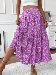 Women's Ditsy Floral Print Skirt, Boho Casual Fit A Line Long Skirt for Beach Holiday Vacation, Ladies Summer Clothes