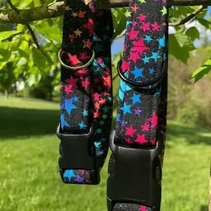Rainbow Stars Glitter Dog Collar