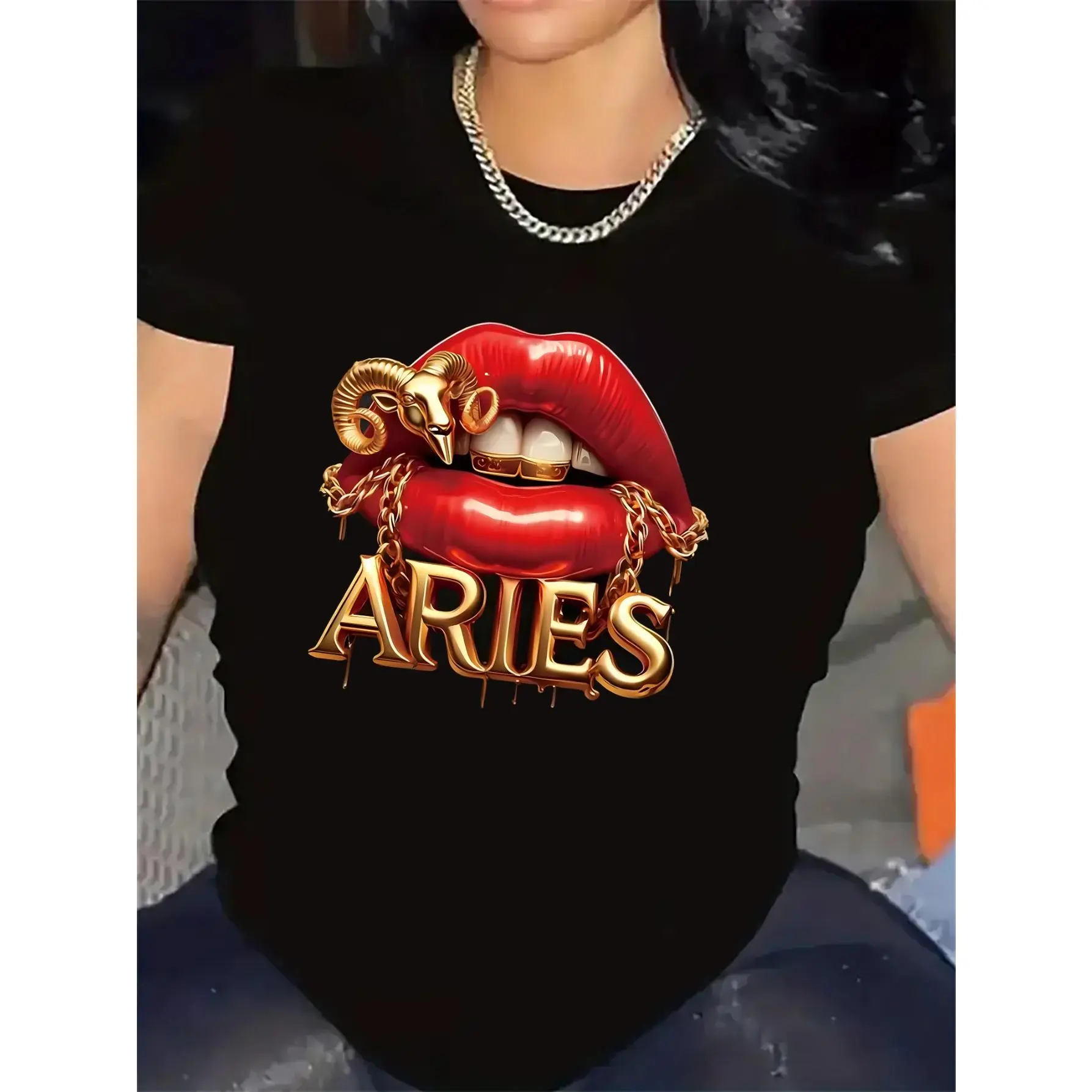 Aries Zodiac Design Short Sleeve T-Shirt for Women