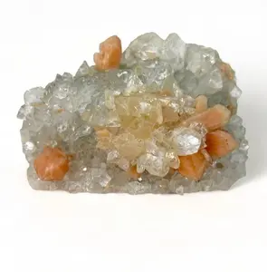 Apophyllite on Blue Chalcedony (Zeolite) with Peach Stilbite