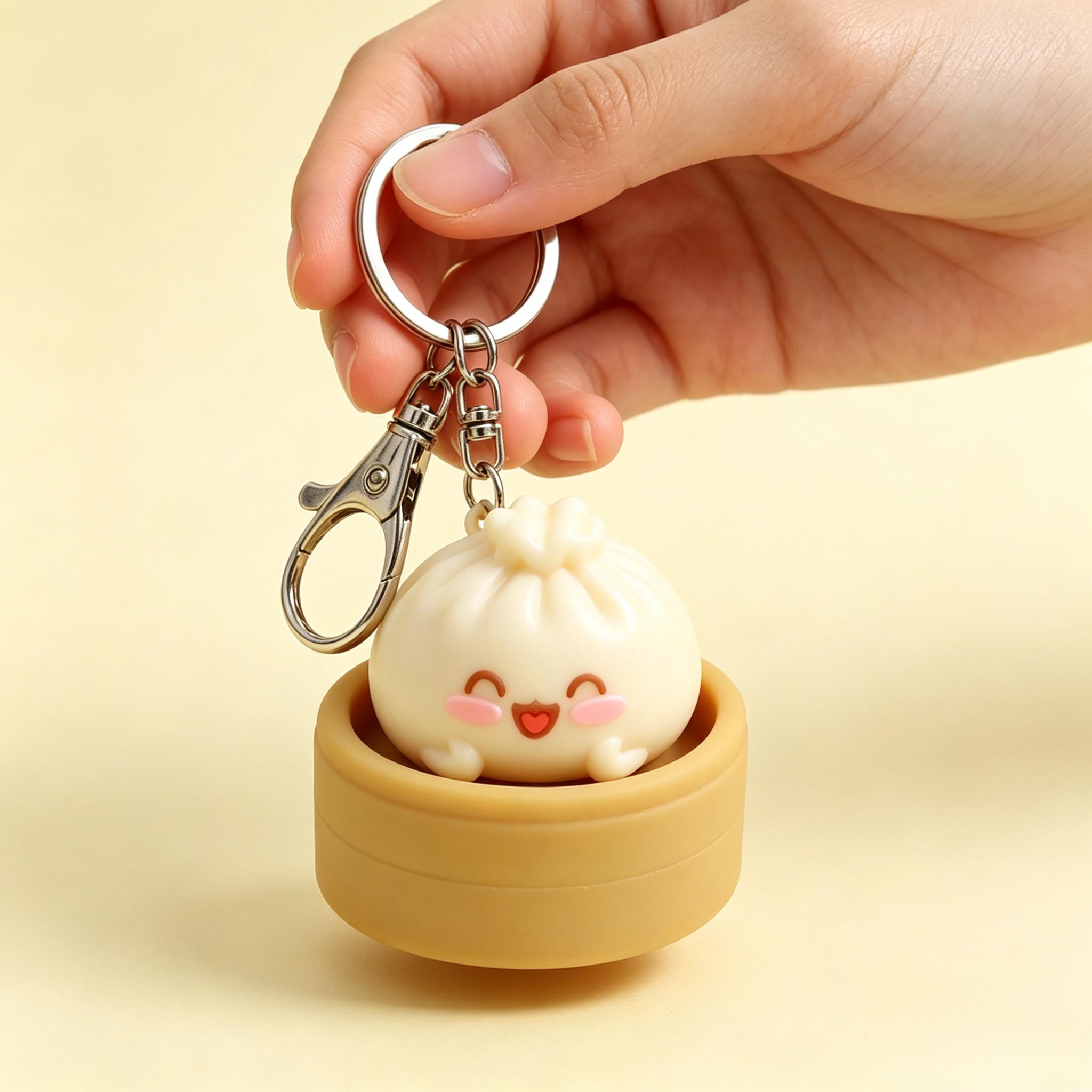 Dumpling Keyboard Fidget Toy,Sensory toys gift, Stress-relief cute Clicker Keychain for Focus Boost, Quiet Anxiety Toys for Kids & Adults, Ideal for Work, Travel and Home