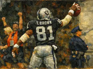 Oakland Raiders Tim Brown 13x19 Oil Painting Print
