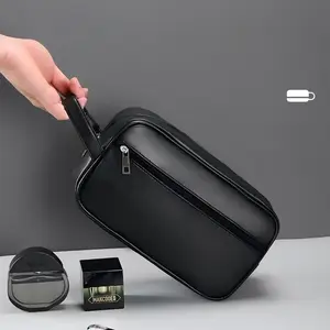 Travel Makeup Bag Organizer Pouch, Hanging PU Cosmetic Bag for Women Men, Washroom Accessories, Travel Essentials