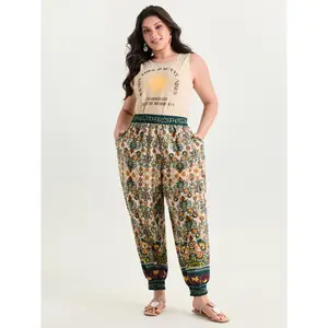 BLOOMCHIC Plus Size Boho Geometric Print Jogger Pants [M-6X] 2026 Summer Vibes