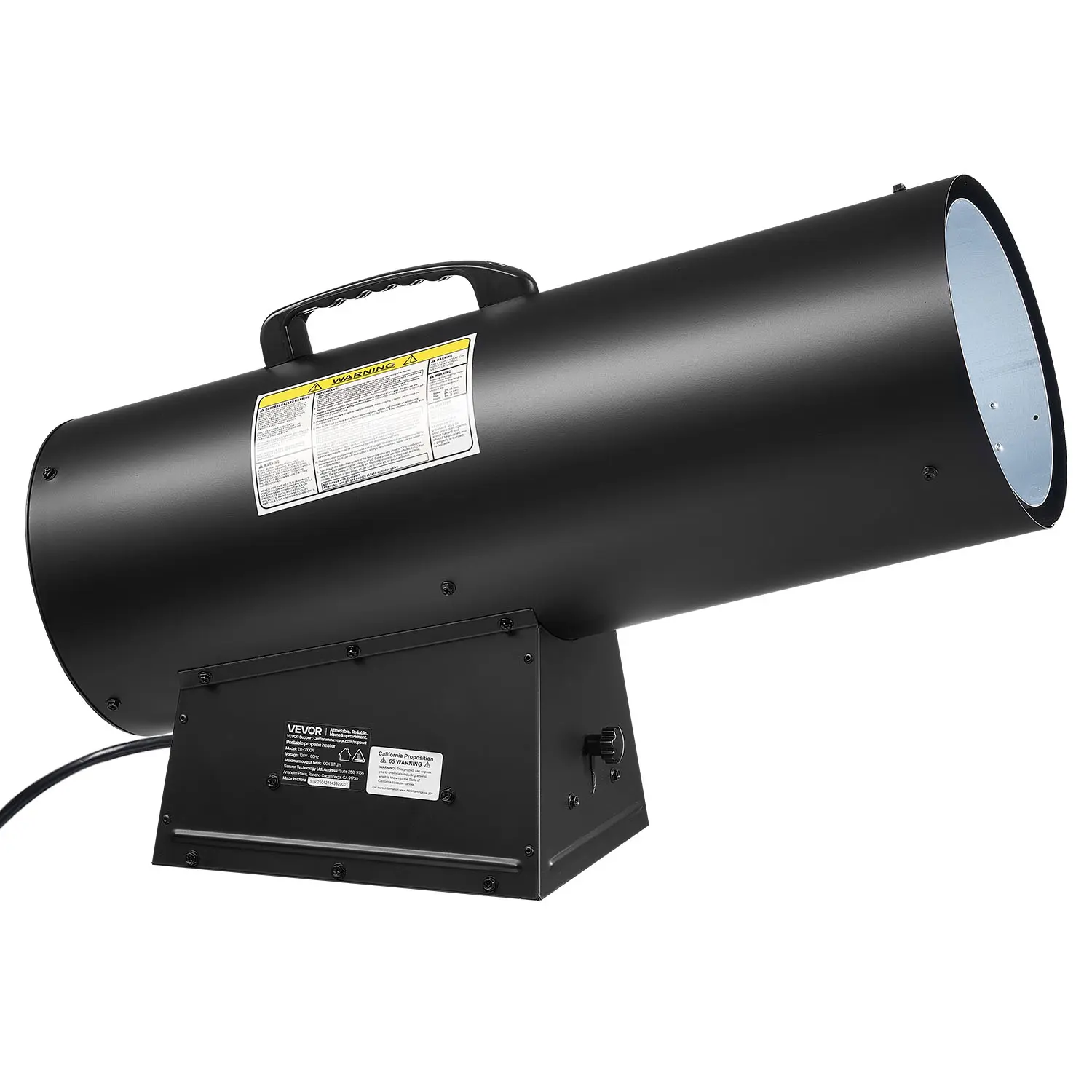 【Summerfinds】VEVOR 125000BTU Forced Air Propane Portable Barrel Heater, Carbon Steel, Stepless Temp Settings, Security Protection, 1.6 ft², 19.73 lbs, Electronic Ignition, Space-Saving, Rustproof, High Altitude Use, for Garage/Job Site, Indoor, Outdoor