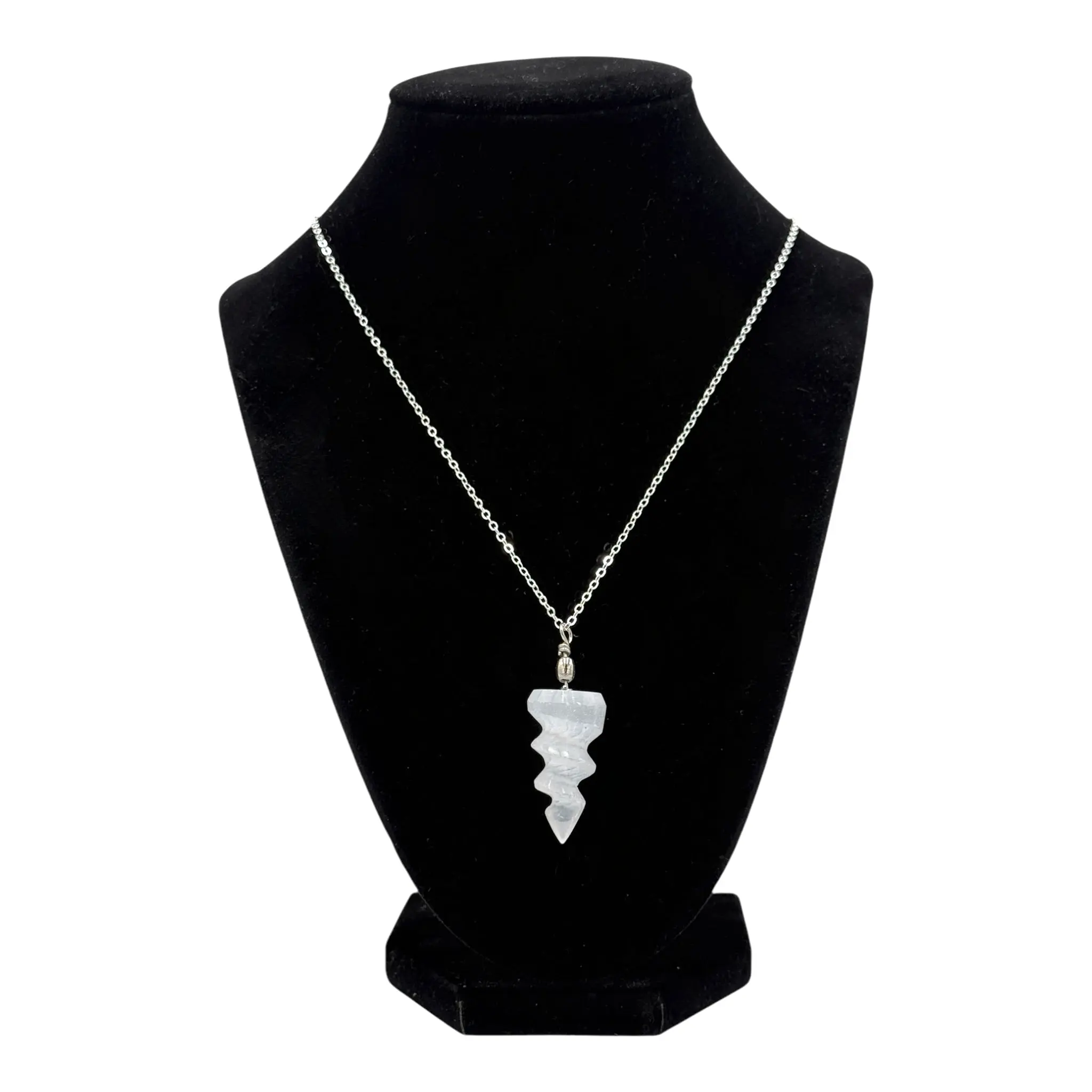 Selenite Spiral Necklace - Beautifully Carved Pendant