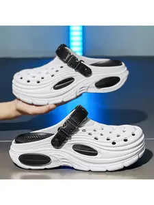 Summer Fashion Men's Hole Shoes Clogs Adjustable Comfortable Lightweight Breathable Indoor Home Casual Slippers, Stylish and Comfy Footwear