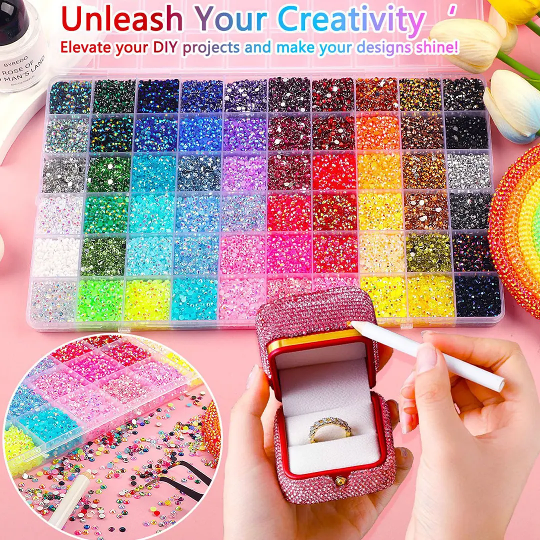 3mm Jelly Rhinestones Bedazzling Kit | Flatback Bedazzler Gems, Diamond Art Tools for Bedazzle Thing Shoes Books Crafts Nail Art- Christmas Birthday Gifts for Women