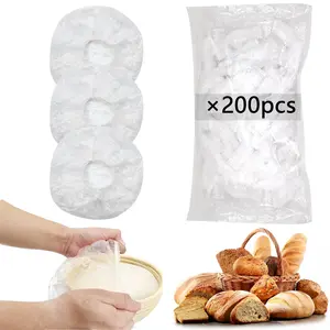 200pcs Shower Caps for Sourdough Bread, Reusable Bowl Covers for Bread Proofing, Plastic Bread Cover for Rising, Covers for Banneton Bread Proofing Basket, Plastic Covers for Bowls With Elastic
