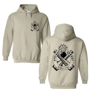 Springfield Armory Graphic Hoodie – Military Logo & Gun Motif Hoodie for Men Patriotic Outfit Tactical Menswear Cotton Top, Made In USA