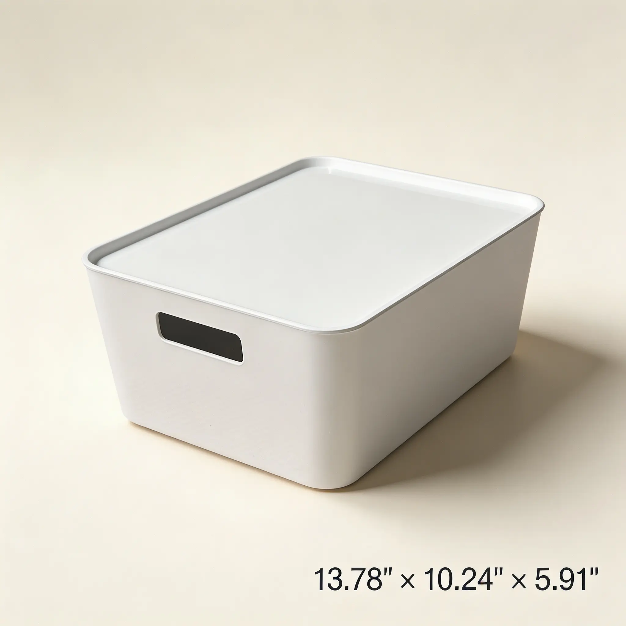 White Plastic Storage Bin With Lid, Stackable Organizer Container With Cut‑Out Handles, Multipurpose Closet Cabinet Pantry Storage Box For Bedroom Dorm Apartment Small Space Home Organization