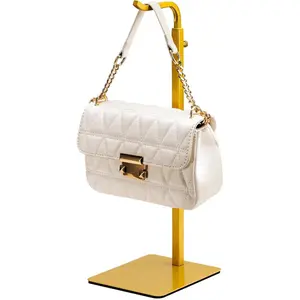Purse Holder Handbag Display Stand: Gold Hanger Rack for Bags, Purses, and Wreath, Adjustable Hook Stand for Tabletop, Closet, and Retail Use for Vendors