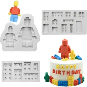3 count Building Bricks Robots  Molds Building Block   Mold for Ice  Candy Cake Making