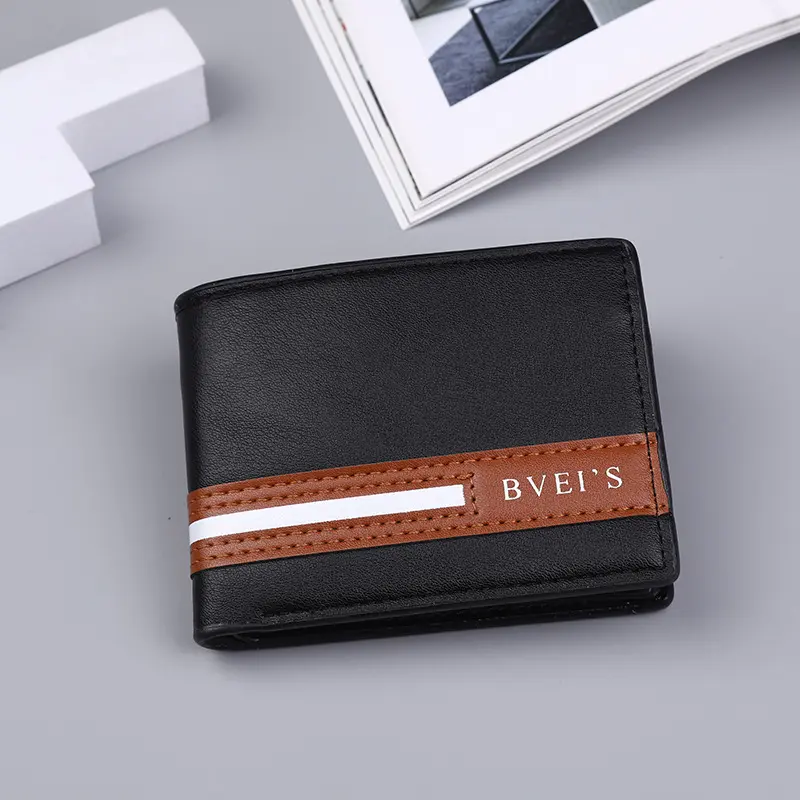 Men's Slim Bifold Short Wallet - Chic, Plain, Business-Style with Multiple Slots, Compact, Lightweight Everyday Carry for Luggage & Bags Use