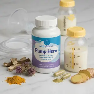 MilkyMama Pump Hero Herbal Blend Milk Boosting Pills - Organic Ingredients for Enhanced Milk Production, 60 Vegetarian Capsules