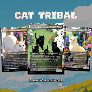 Proxy 100+ Commander Deck – Cat Tribal Theme | Cute Feline Army EDH Strategy | Premium Print Cards | Ready to Play | Perfect Gift for Cat & Fantasy Fans