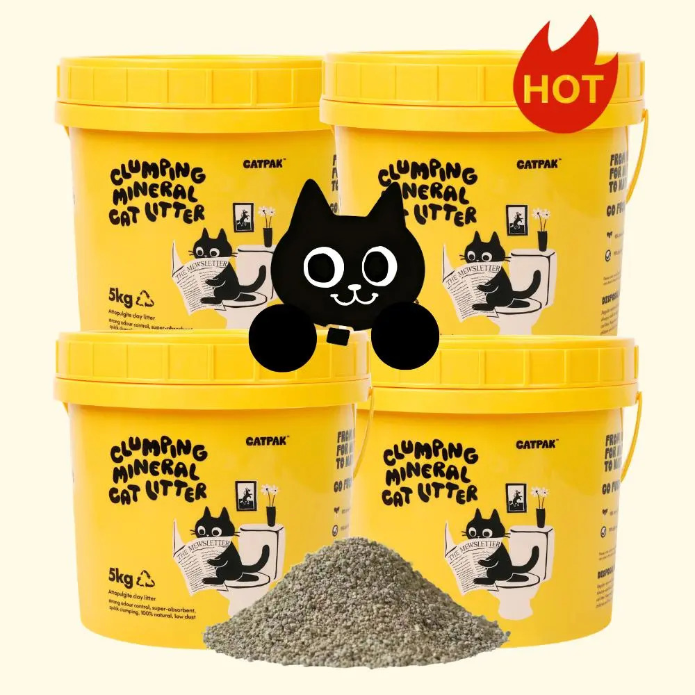BUY 2 GET 2 FREE! Catpak Mineral Attapulgite Cat Litter [5kg ×4] - Clumps Fast, Low Dust, Eco-Friendly Tub Recycling, Dual-Certified