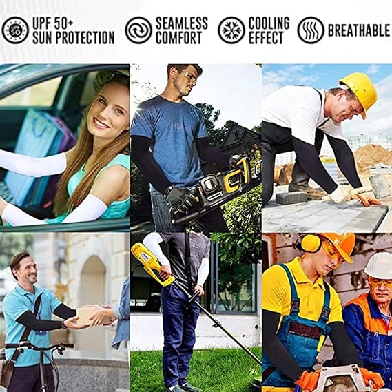 2 Pairs (4 PCS) Arm Sleeves for Women Men Hand Cover Cooling Compression Arm Sleeve Tattoo Cover Up Sleeves to Cover Arm Warmers