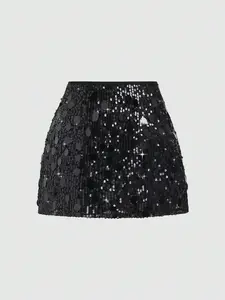 Sweetra Women's Elegant Two-Tone Sequin Skirt – Party, Holiday & Evening Wear
