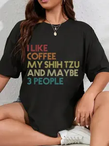 100% Cotton Unisex Shih Tzu Dog Owner Coffee Lovers Funny Quote Vintage Retro T-Shirt