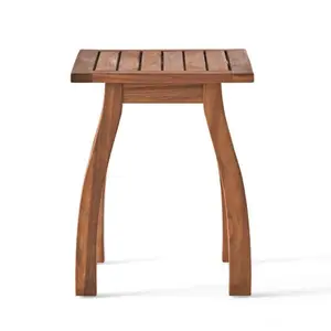 Outvita Outdoor Wood Side Table, Small Square Patio Coffee Table, Weather ResistantEnd Table for Indoor Outdoor Balcony LawnPooI