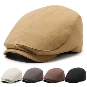 British-Style Retro Newsboy Cap for Men — Solid Color, Versatile, Japanese-Minimalist Flat Cap — Outdoor Casual & Versatile Duckbill Hat